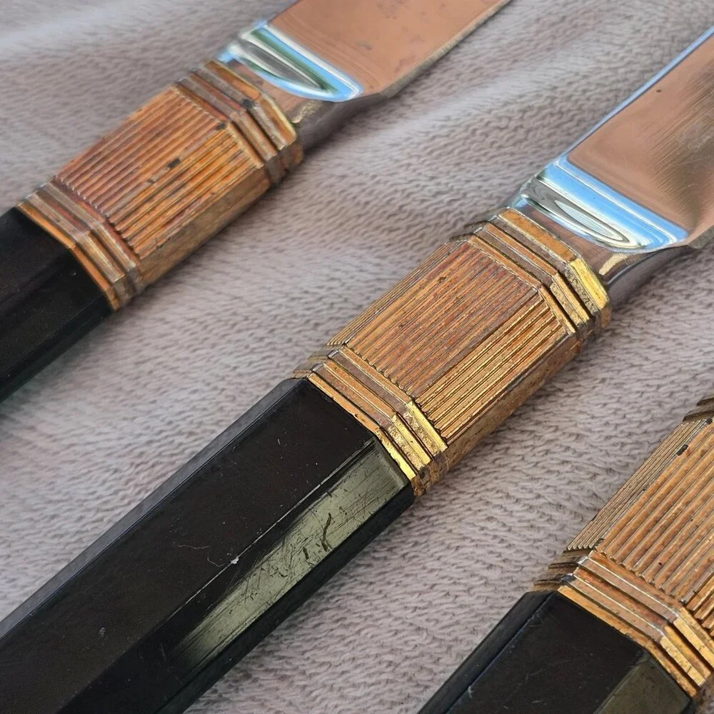 Prisma Jade Green Laslo Mikasa Dinner Knives Set Of‎ 8 Faceted Acrylic Japan